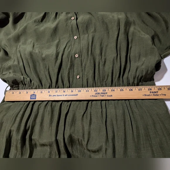 Anthropologie Olive Green Linen Blend Dress Size 2X - Picture 8 of 12